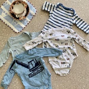 Long sleeve Blues Onesies 0-3M, Gap and Carter’s